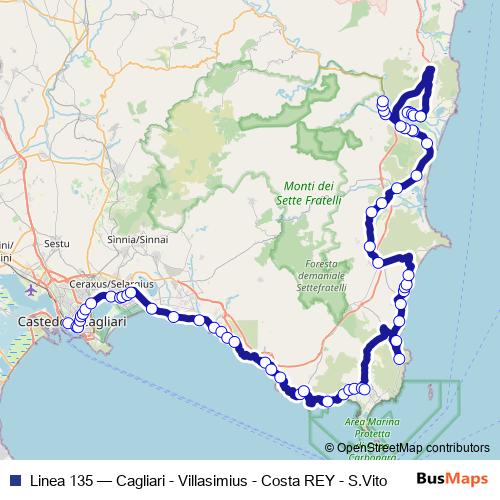 Linea 135 bus Line Map