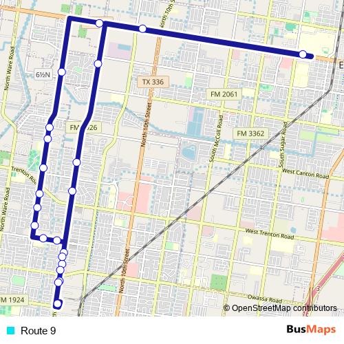 Route 9 bus Line Map