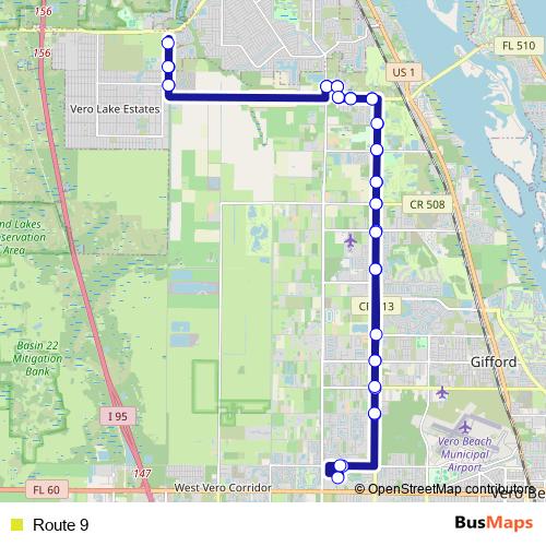 Route 9 bus Line Map