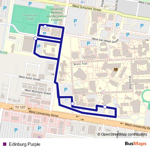 Edinburg Purple bus Line Map