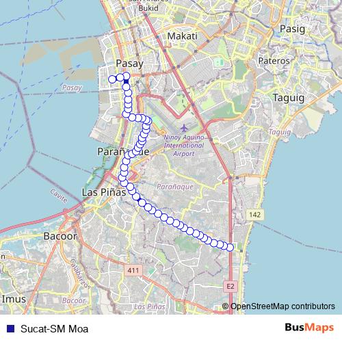 Sucat-SM Moa bus Line Map