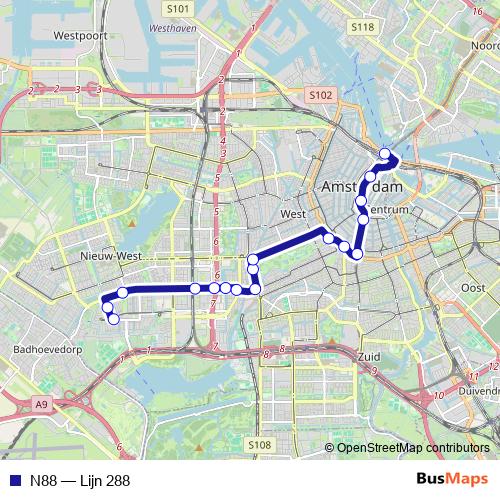 N88 bus Line Map