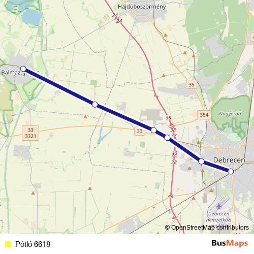 Pótló 6618 bus Line Map