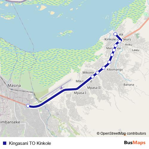 Kingasani TO Kinkole bus Line Map