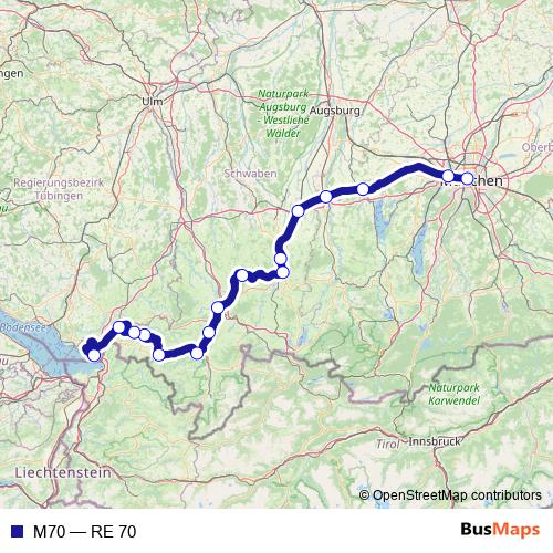 M70 rail Line Map