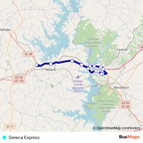 Seneca Express bus Line Map