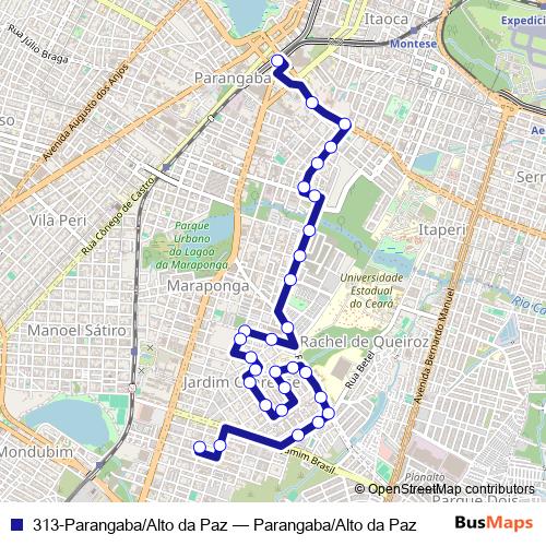 313-Parangaba/Alto da Paz bus Line Map