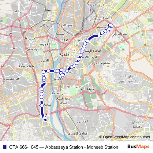CTA 666-1045 bus Line Map
