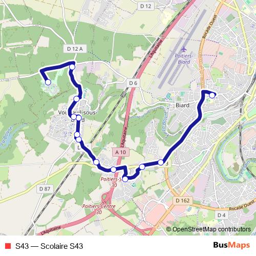 S43 bus Line Map