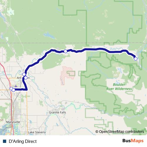 D'Arling Direct bus Line Map