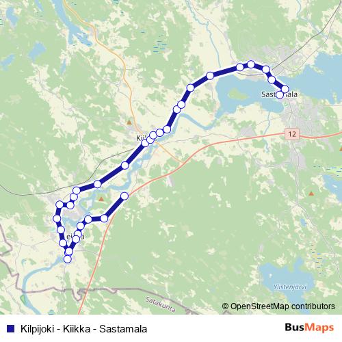 Kilpijoki - Kiikka - Sastamala bus Line Map