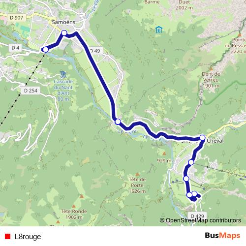 L8rouge bus Line Map