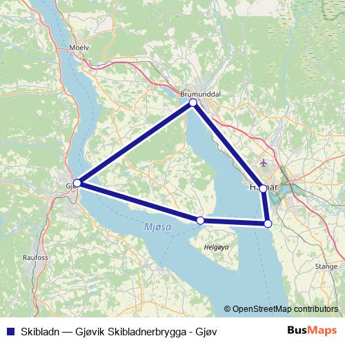 Skibladn ferry Line Map