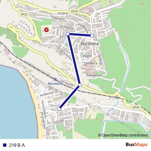 219 B A bus Line Map