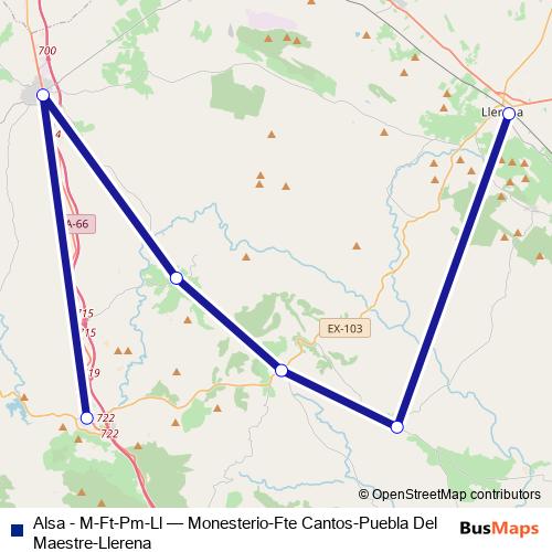 Alsa - M-Ft-Pm-Ll bus Line Map