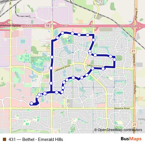 431 bus Line Map
