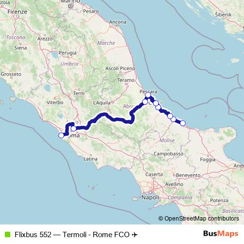 Flixbus 552 bus Line Map