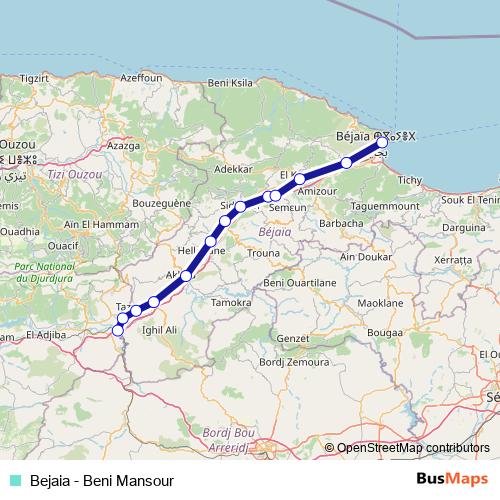 بجاية - بني منصور rail Line Map