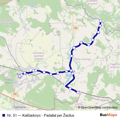 Nr. 51 bus Line Map