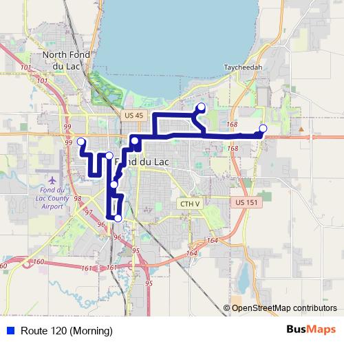 Route 120 (Morning) bus Line Map