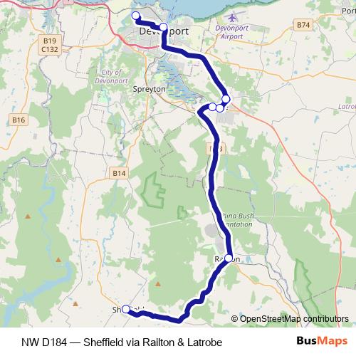 NW D184 bus Line Map