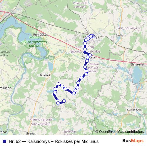Nr. 92 bus Line Map