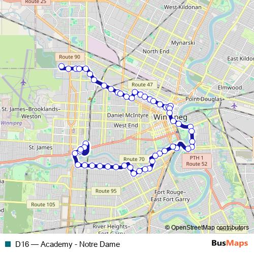 D16 bus Line Map