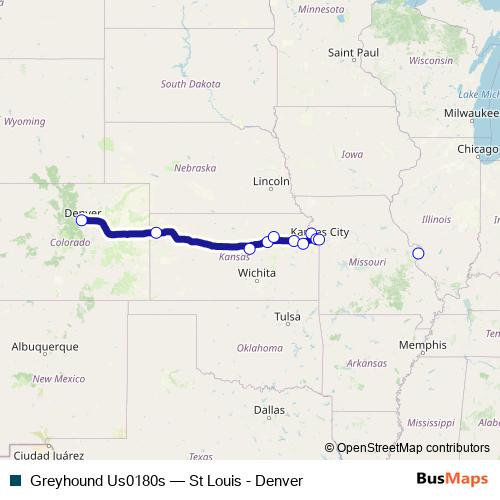 Greyhound Us0180s bus Line Map