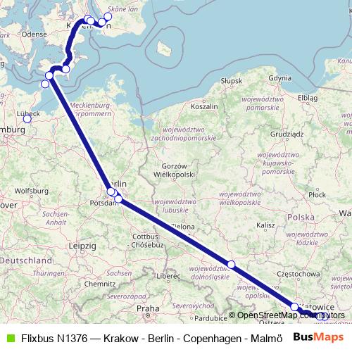 Flixbus N1376 bus Line Map