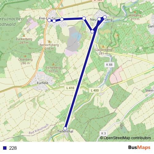 228 bus Line Map