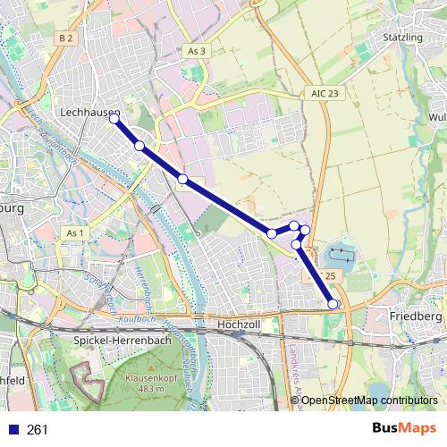 261 bus Line Map
