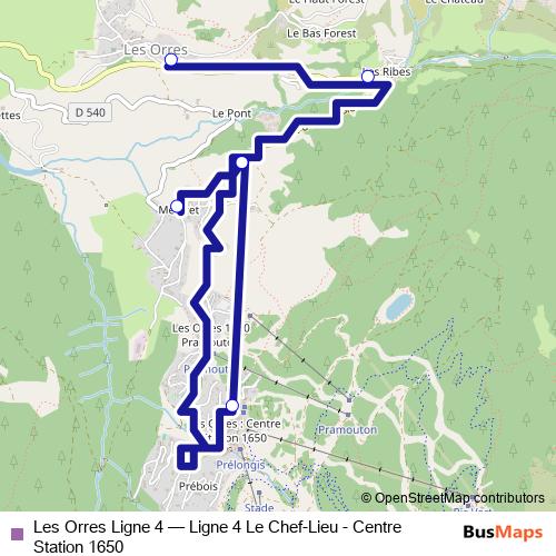 Les Orres Ligne 4 bus Line Map