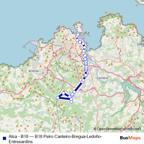 Alsa - B18 bus Line Map