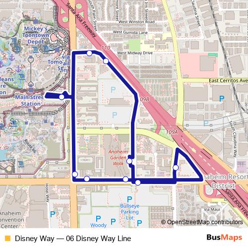 Disney Way bus Line Map