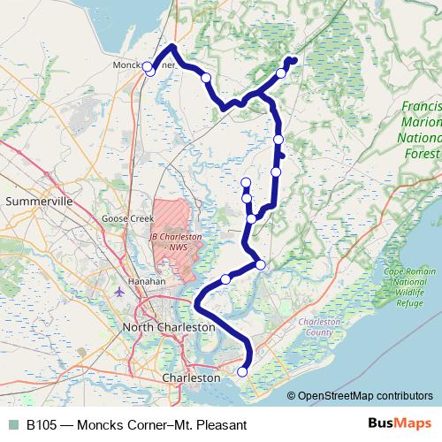 B105 bus Line Map
