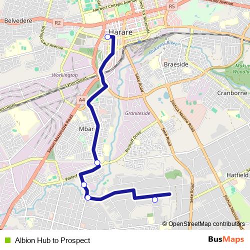 Albion Hub to Prospect bus Line Map