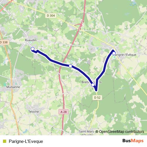Parigne-L'Eveque bus Line Map