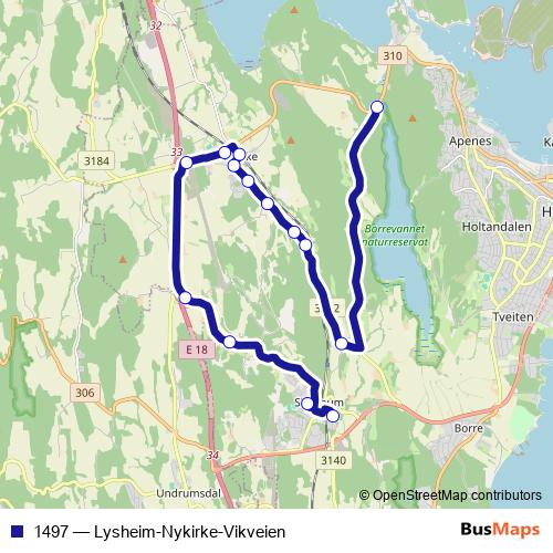 1497 bus Line Map