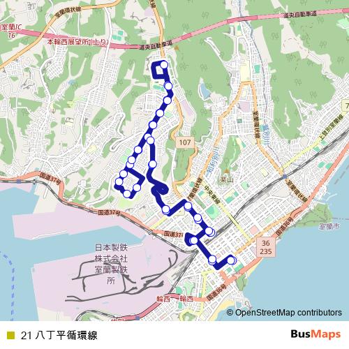 21 八丁平循環線 bus Line Map