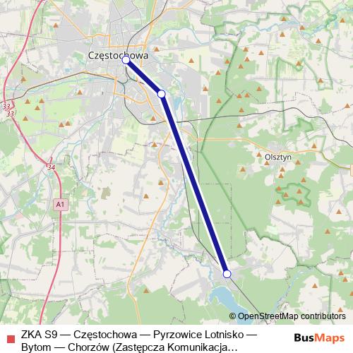 ZKA S9 bus Line Map
