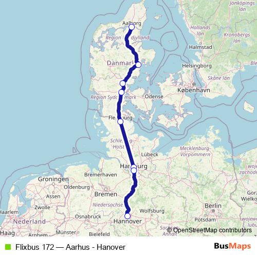 Flixbus 172 bus Line Map