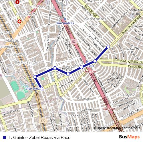 L. Guinto - Zobel Roxas via Paco bus Line Map