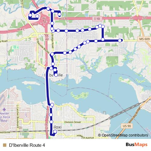D'Iberville Route 4 bus Line Map