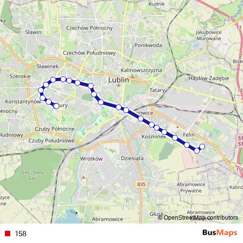 158 trolleybus Line Map