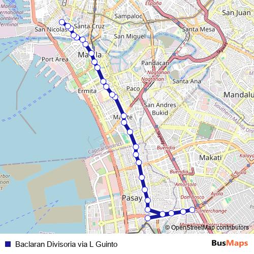 Baclaran Divisoria via L Guinto bus Line Map