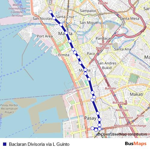 Baclaran Divisoria via L Guinto bus Line Map