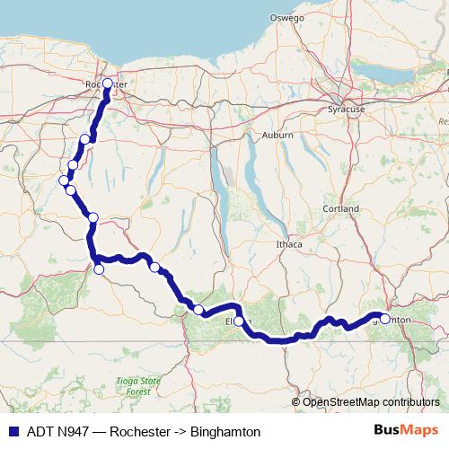 ADT N947 bus Line Map