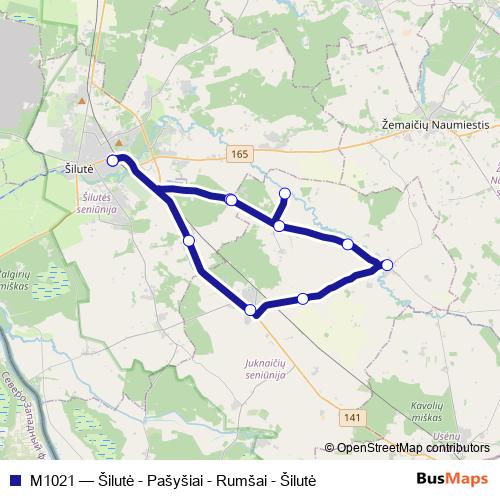 M1021 bus Line Map