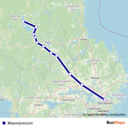 Masexpressen bus Line Map