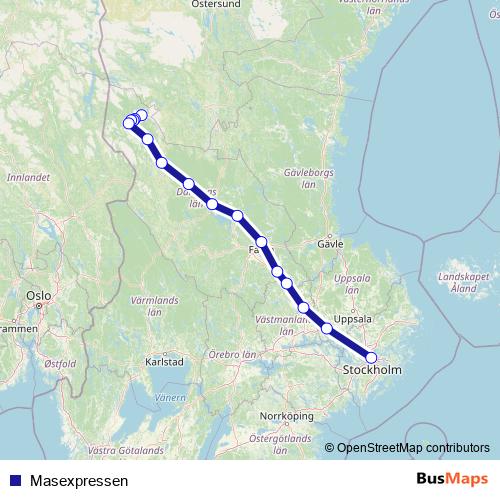 Masexpressen bus Line Map